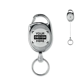 Badgehouder | Zinklegering en ABS | Karabijnhaak | Siliconen stopper