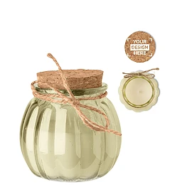 Kaars | Glas | 80 g plantaardige was | Kurken deksel | Jute lint | Vanillegeur