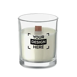 Bougie en cire végétale | Verre avec mèche en bois | 80 g | Parfum vanille