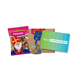 Boîte aux lettres Sinterklaas | Carton | Carte A6 | Schuimpjes, barre Oat King au speculoos et pièces en chocolat