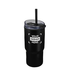 Gobelet isotherme | Plastique recyclé RCS | 540 ml | Double paroi | Paille