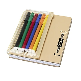 B6 notitieboek | FSC-gecertificeerd papier 100 g/m² | Harde kaft | 60 vellen | 6 aquarelmarkers