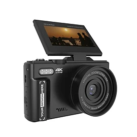 Prixton XPLORER 4K digitale camera | ABS kunststof, glas en metaal | 64 MP | 4K-video | 18x zoom | 3" uitklapbaar IPS-scherm