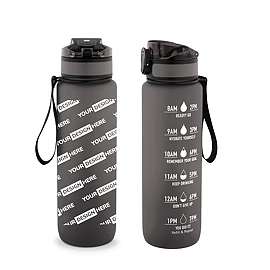 Sportfles | Gerecycled PET | 1060 ml | Motiverende tijdsmarkeringen | Draaggreep