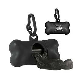 Dispensador de bolsas para excrementos de perro | Plástico PP | Forma de hueso | 20 bolsas de PE incluidas