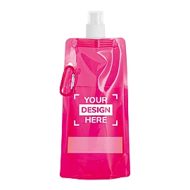 Foldable water bottle | PE plastic | 460 ml | Push-pull lid | Carabiner