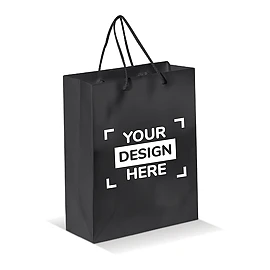 Medium size bag | Paper 200g/m² | 24x10x30cm | Rope handles | Glossy lamination | Strong | Multiple colours available