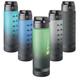 Sports bottle | rPET | 1L | With motivational time markers and safety lock
