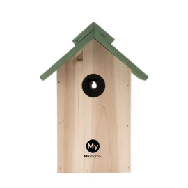 Birdhouse | Pine wood | 24x18x14cm | Removable green roof | With a hanging loop on the back