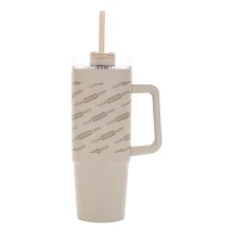 Gobelet avec poignée | PP recyclé | 900ml | Avec paille | Durable