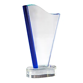 Glazen trofee | Kristalglas | 24x13 cm | Golvende bovenkant | Glazen voet