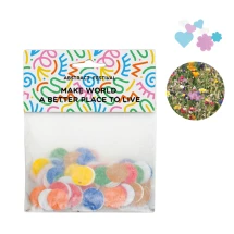 Confettis en papier à graines | Papier 80g/m² | 11,5x16 cm | Forme de cercle, cœur ou fleur | Fabriqués en Europe