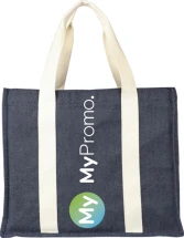 Shoppingtas | Denim 280g/m² | Met zijvouwen | Sluitknoop