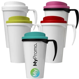 Doppelwandiger Isolierbecher mit Henkel | PP-Kunststoff | 350ml | Recycelt