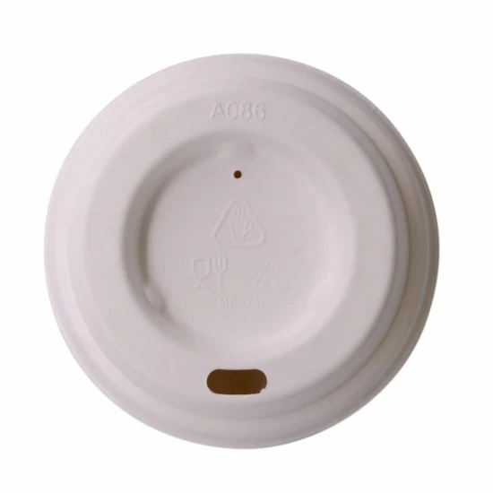 Ecologische deksel voor kartonnen beker | Bagasse | 8 cm diameter | Wit
