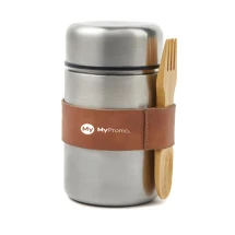 Thermosflasche | Rostfreier Stahl | 500 ml | Holzlöffel