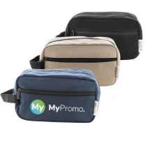 Trousse de toilette | Coton recyclé & rPET | 23x13x11 cm | Deux compartiments zippés