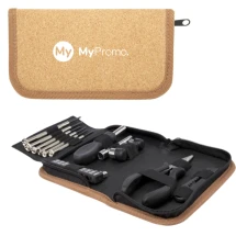 24-piece tool set | Recycled plastic & carbon steel | Cork pouch | Durable