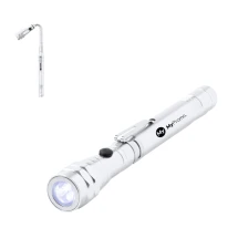 Torch | Aluminium | Extendable and flexible head | 3 LEDs | Incl. button batteries | Metal clip
