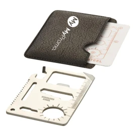 Pocket tool card | Stainless Steel | 15 functions | With imitation leather pouch