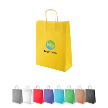 Paper bag | Kraft paper 100 g/m² | Coloured & twisted handles | Cheap