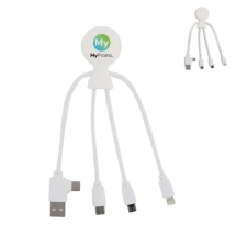 Câble de chargement intelligent  | rPET | Entrée USB et USB-C | 3 connecteurs différents | Puce NFC