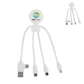 Câble de chargement intelligent  | rPET | Entrée USB et USB-C | 3 connecteurs différents | Puce NFC