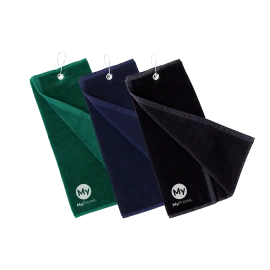 Golfhanddoek | 40x50 cm | Van absorberend katoen, 650 g/m² | Met oogje en karabijnsluiting