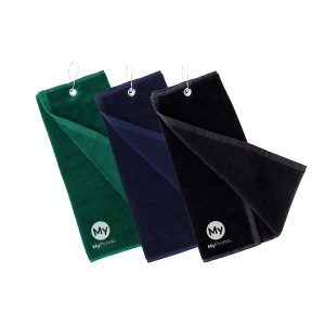 Serviette de golf | 40x50 cm | En coton absorbant 650 g/m² | Avec œillet et fermeture mousqueton