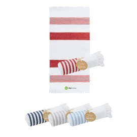 Serviette paréo | Coton recyclé 300 g/m² et polyester recyclé SEAQUAL | 140x70cm | Finitions à franges