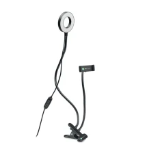 Selfie ringlicht | ABS | 7,5x11x56cm | 3 helderheidsniveaus | Telefoonhouder en clip