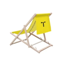 Strandstoel met flap | Polyester & beukenhout | 119.5x57cm | Flap in volledige kleur