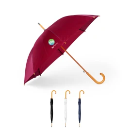 Umbrella | Polyester | Ø105 cm | Automatic opening | Wooden shaft and curved handle | Black metal ribs