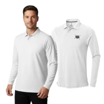 Polo | Coton 200 g/m² | Pour homme | Manches longues | Conçu avec des détails en point sellier pour une touche raffinée