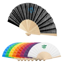 Hand waaier | Hout en polyester | Veel kleuren