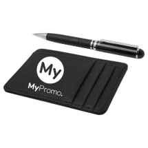 Card wallet gift set | Brass | With ballpoint pen