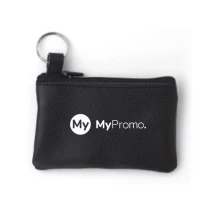 Sleutelportefeuille | Leer | Met metalen ring en rits