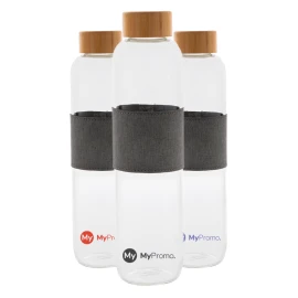 Gourde en verre borosilicate | Couvercle en bambou | 750 ml | Gravure