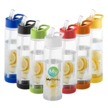 Sportfles | Tritan | 740 ml | Transparant | Schroefbare fruitinfuser | Drinktuit met klep
