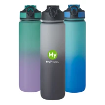 Water bottle | rPET | 1L | With straw & motivational time markings