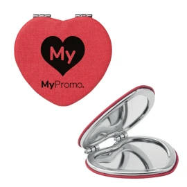 Heart-shaped mirror | PU cover | Magnetic closure | Double mirror