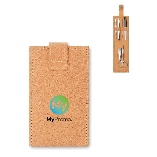 Manicure set | Stainless steel and cork | 6 pieces | beige