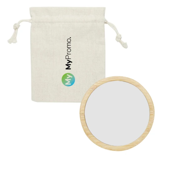 Mirror | Bamboo | ⌀6,9cm | In cotton pouch | natural