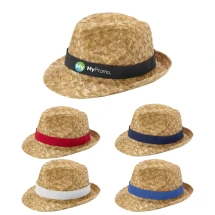 Strohoed | Band van tarwehalm en polyester | Ø58 cm | Print op de band