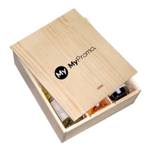 Wine box | Wood | 34 x 29.7 x 9.5cm | Sliding lid | 3 compartments | Made in Europe