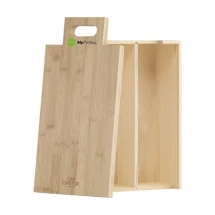 Weinbox mit Sservierbrett 3-in-1 | Zertifiziertes Holz | 2 Fächer | Doppelte Nutzung als Schneidebrett