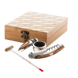Set à vin 4 pièces | Thermomètre inclus | Bambou | Durable