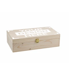 Coffret à vin | Bois | 335x89x95mm | Avec serrure et charnières | Pour 2 bouteilles | Haute qualité