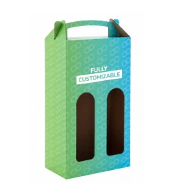 Wine packaging | 2 compartment | Customizable | Cut out for label | With carrying handle