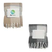 Deken | rPET | Mohair gevoel | Handgerolde franjes | Met bedrukbare kaart